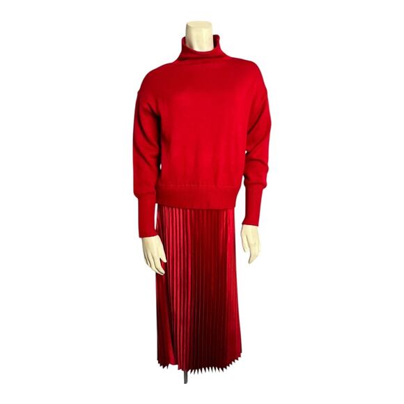 Philosophy Mock Neck Pleated Midi Sweater Dress Red Women's S Christmas Classy - Picture 6 of 8